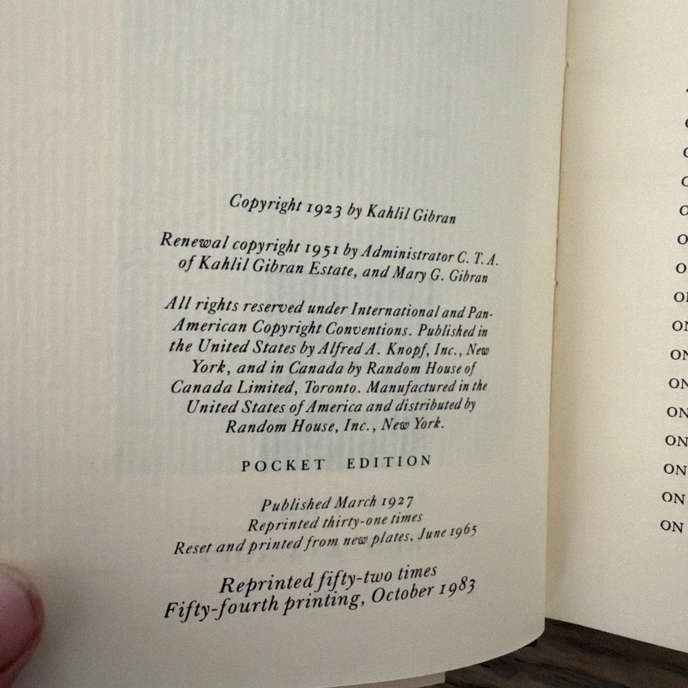 The Prophet Kahlil Gibran Pocket Edition Book HCDJ Spiritual Fiction